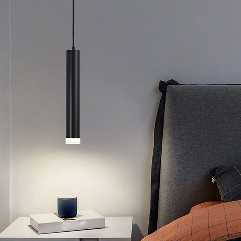 Nordic Style Metal Pendant Light Cylinder Shape Hanging Pendant for Bedroom