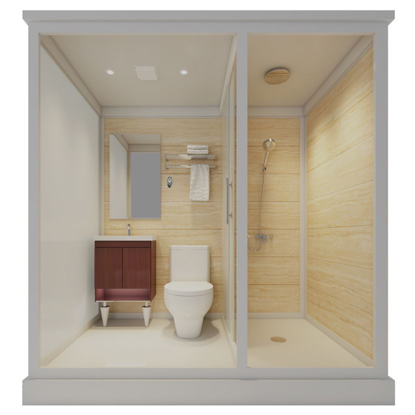 Framed Tempered Glass Shower Kit Included Framed Shower Stall in White without Toilet