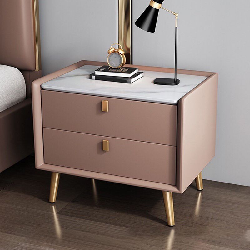 Solid Wood Bed Nightstand 2-drawer Accent Table Nightstand With Legs