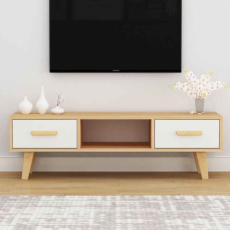 Scandinavian TV Media Stand with Drawers Wood TV Stand Console