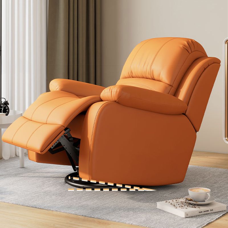 36.6" Wide Swivel Recliner Chair Faux Leather Recliner with Lumbar Support