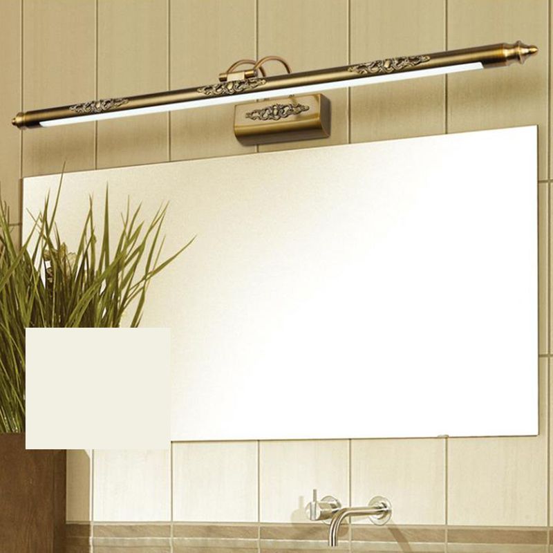 Gold Electroplate Metal LED Wall Light in Traditional Style Acrylic Linear Wall Lamp for Bathroom