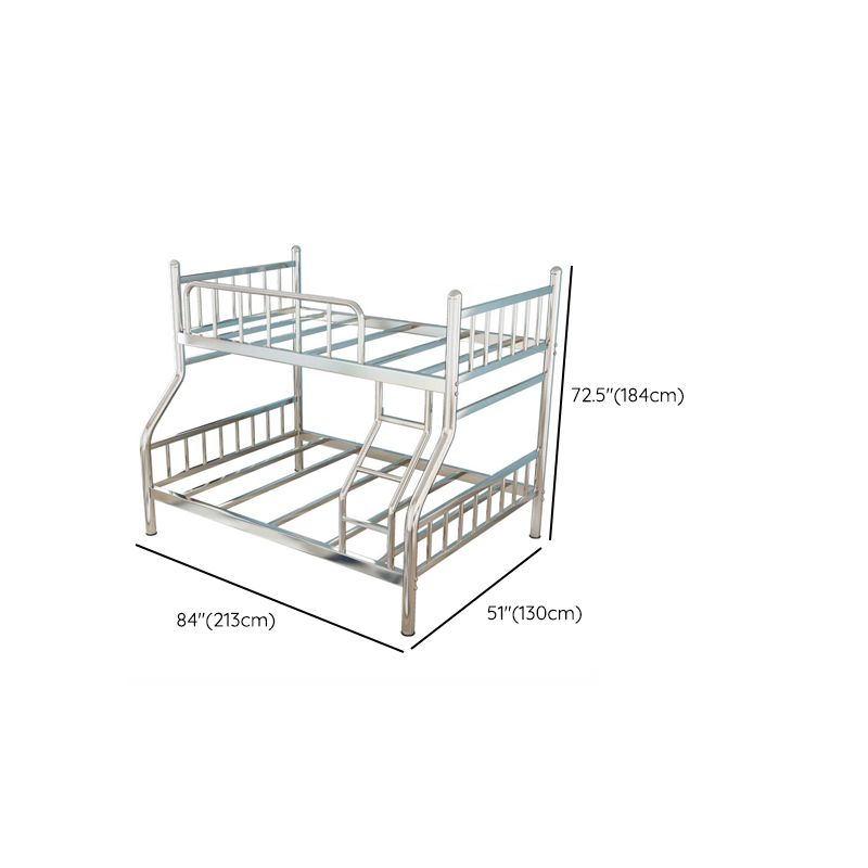 Silver Metal High Bunk Bed Modern Stainless Steel Bunk Bed with Guardrail