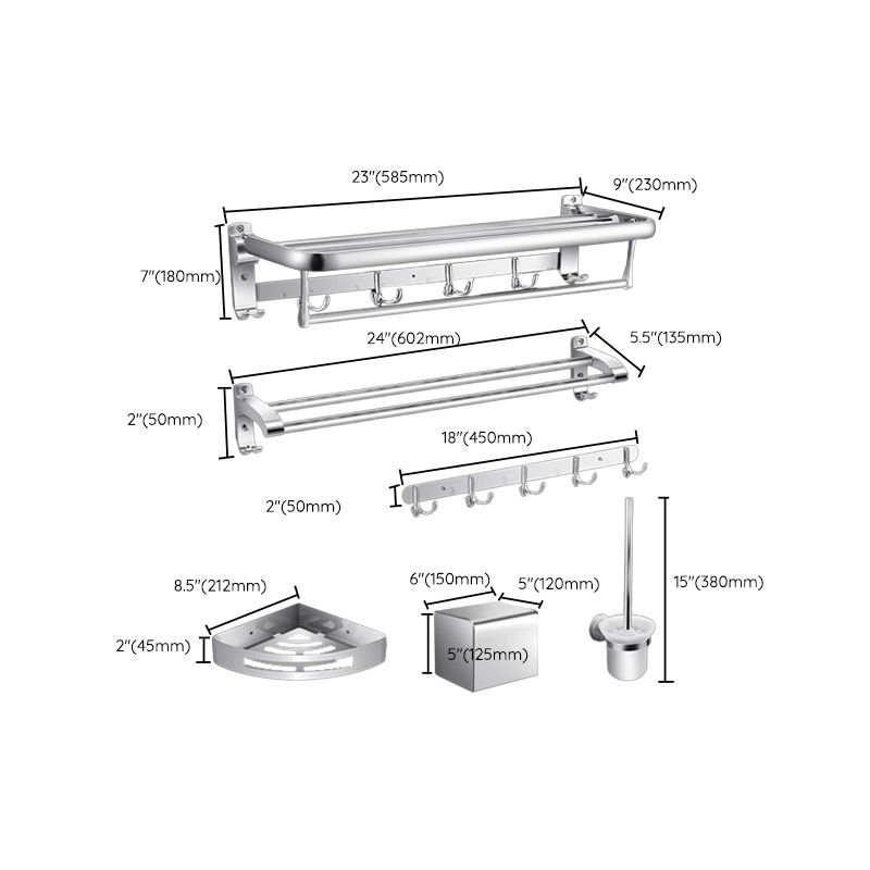 Modern Sliver Bath Hardware Set Metal Bathroom Accessory Kit