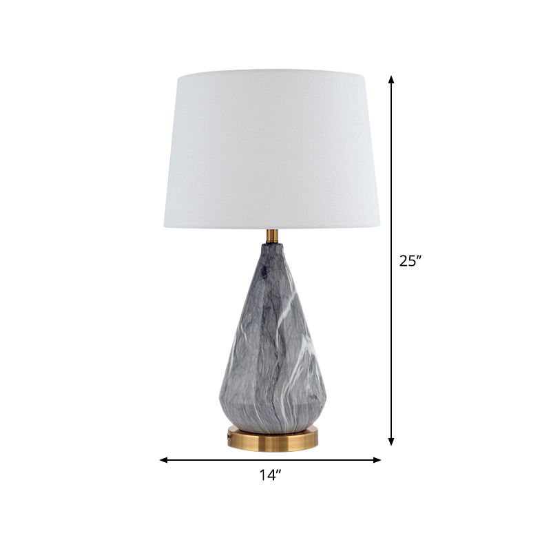 Lampada da tavolo in ceramica lacrima moderna 1 scrivania grigio lampadina con tonalità tessuto a tamburo bianco