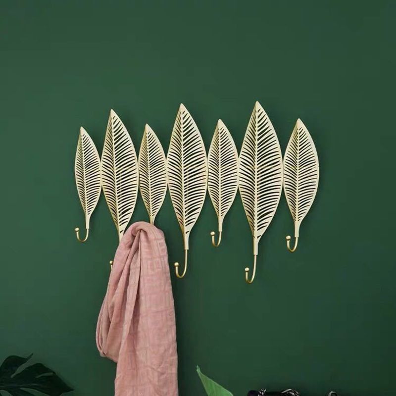 Metal Hall Stand Leaves Shape Wall-Mounted with Hooks Industrial Coat Rack