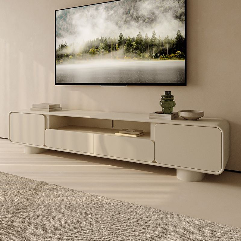 Engineered Wood Contemporary TV Console Beige Open Storage Media Console