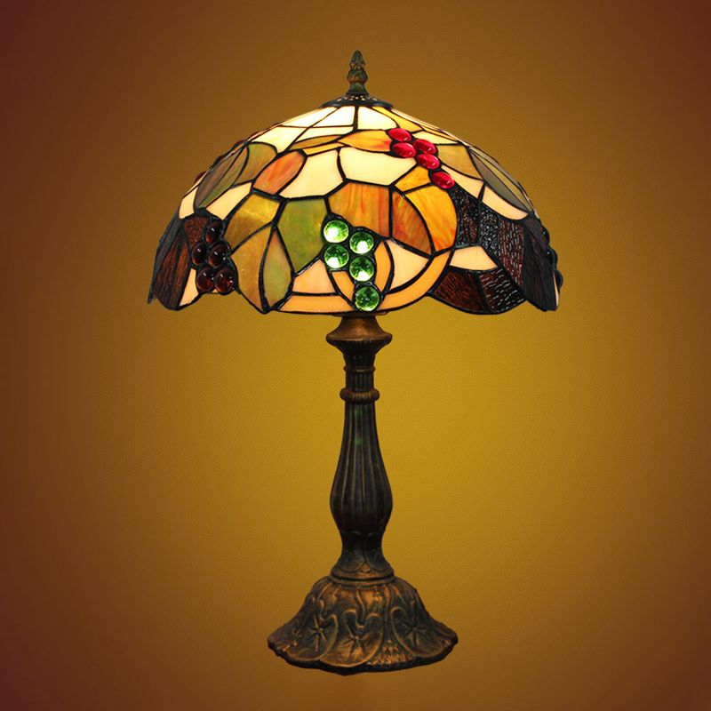 Tiffany Style Table Lamp 1-Light Desk Lamp with Glass Shade for Bedroom