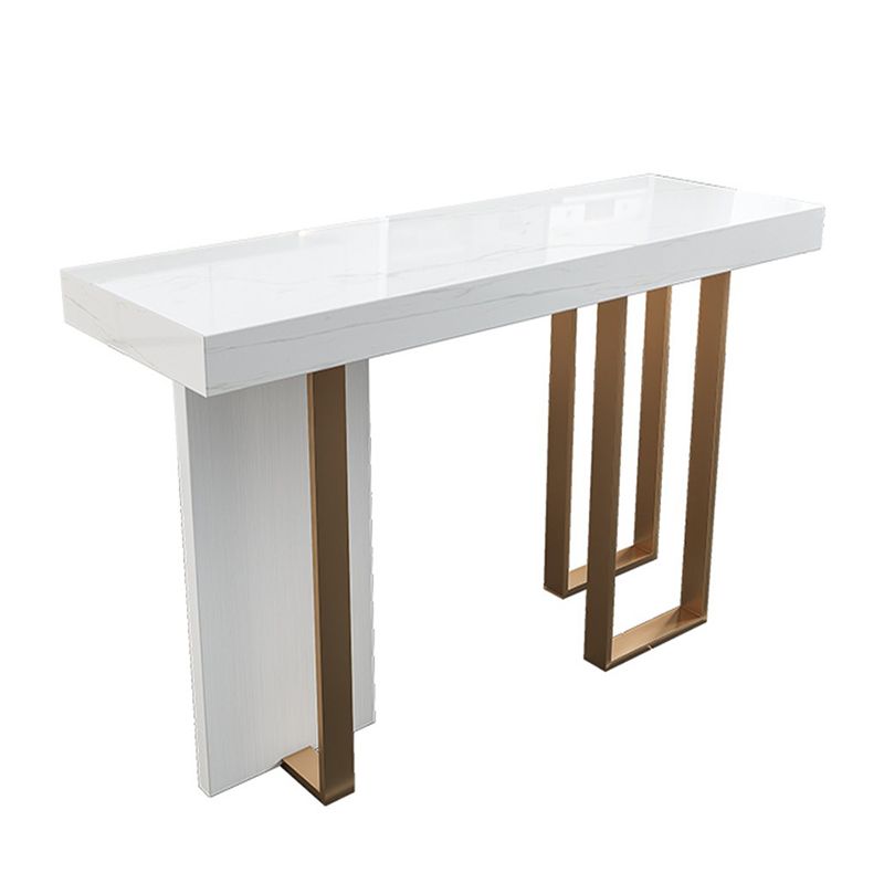 Marble Double pedestal Patio Bar Table Indoor Bistro Bar Height Cocktail Table in White