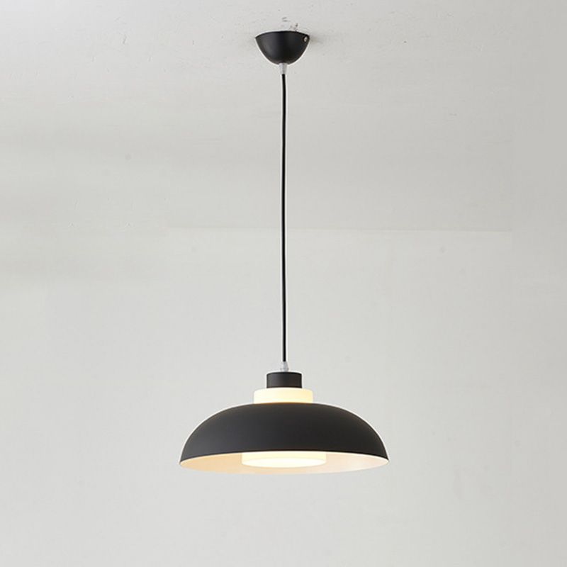 Aluminum Bowl Ceiling Hang Light Macaron Single-Bulb Pendant Lamp with Acrylic Shade Insert