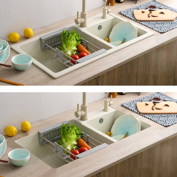 Contemporary Quartz Kitchen Sink Rectangle Shape Kitchen Sink with Double Sinks