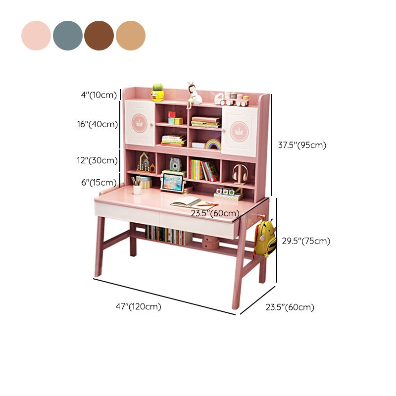 Contemporary Rubber Wood Writing Desk with Side Storage Hook