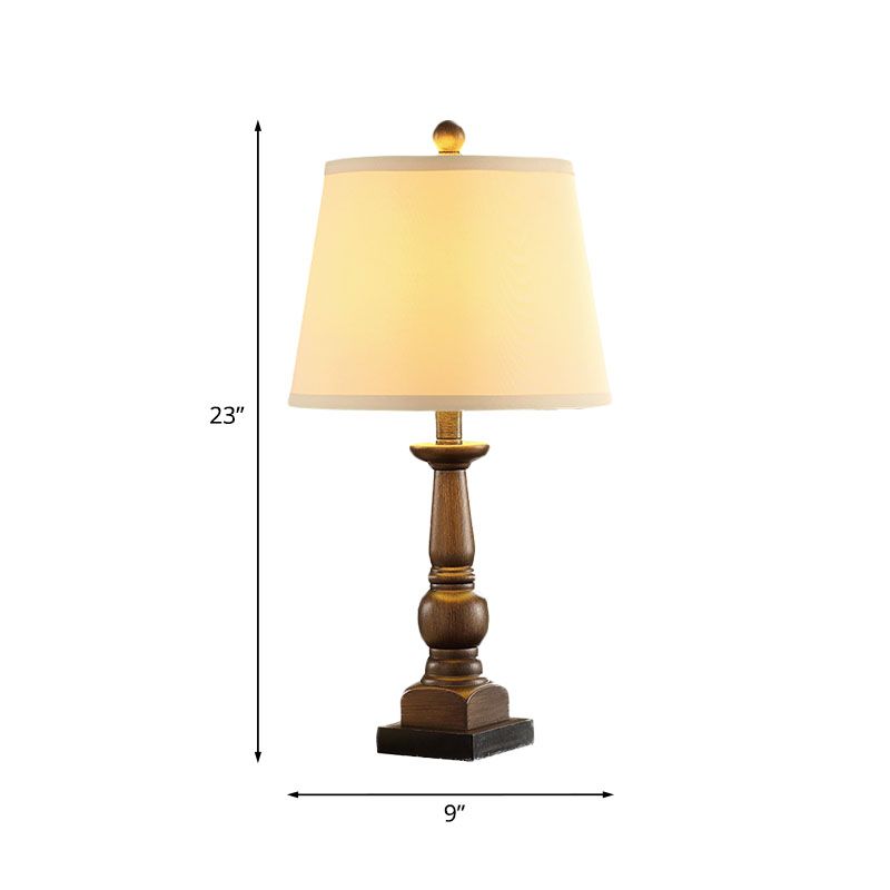 Lampe à table rétrograde beige tissu rustique simple table de chevet de salon avec base de balise