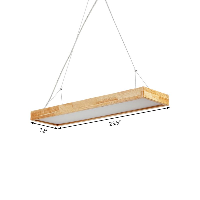 Rechteck Kronleuchter Beleuchtung Nordisches Holz LED BEIGE Pendelleuchte, 23,5 "/35,5"/47 "breit