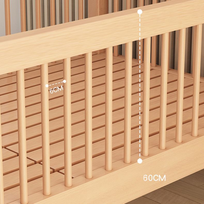 Convertible Wooden Crib with Guardrail Standard Crib with Stairway