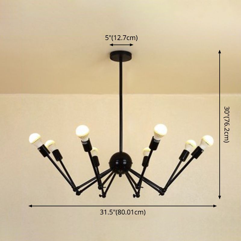 Spider-shaped Wrought Iron Chandelier Light Retro Industrial Style Coffee Shop Workshop Hanging Pendant Light