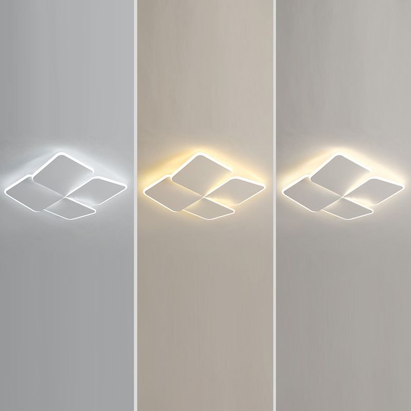 Geometric LED Flush Lighting Modern Flush Mount Lighting in White Finish