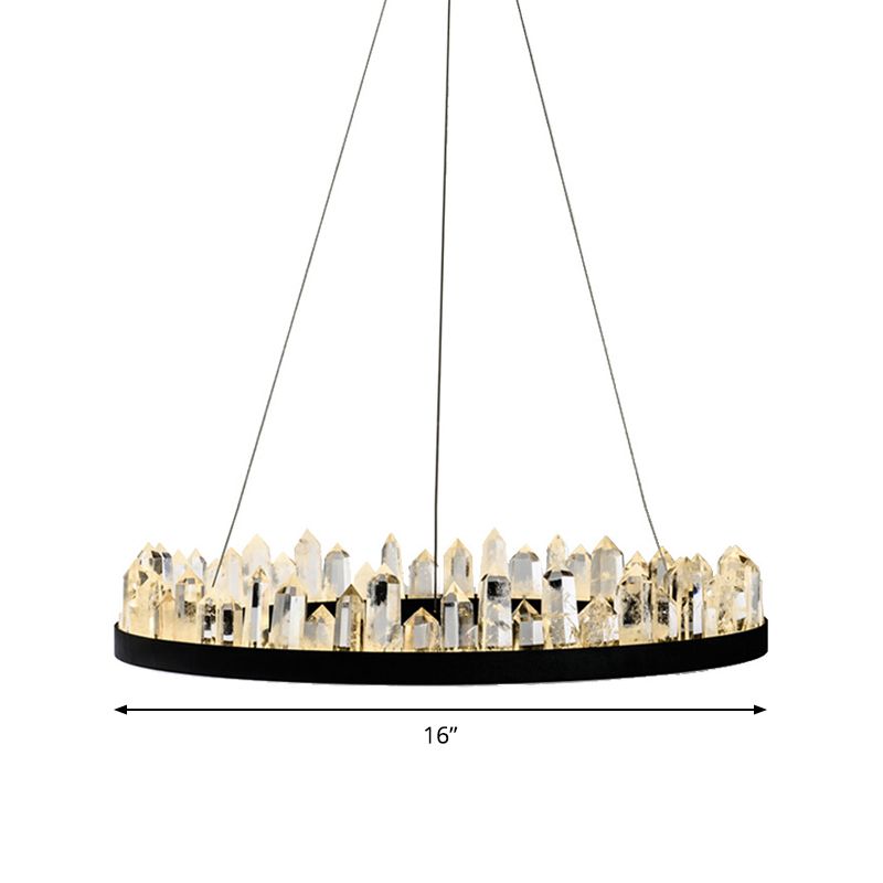 Pendre en cristal lustre contemporain LED noir suspendu plafonnier en lumière chaude / blanc pour le salon