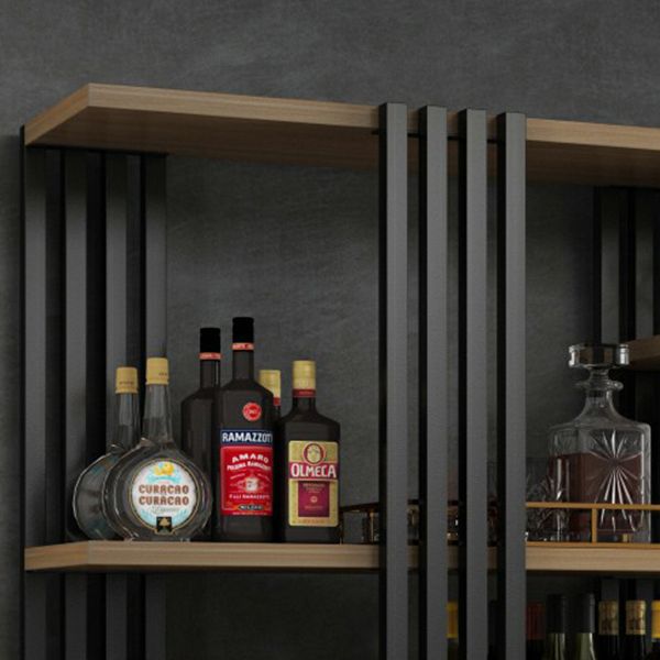 Metal Floor Bottle Wine Rack Contemporary Wine Holder with Storage Shelves