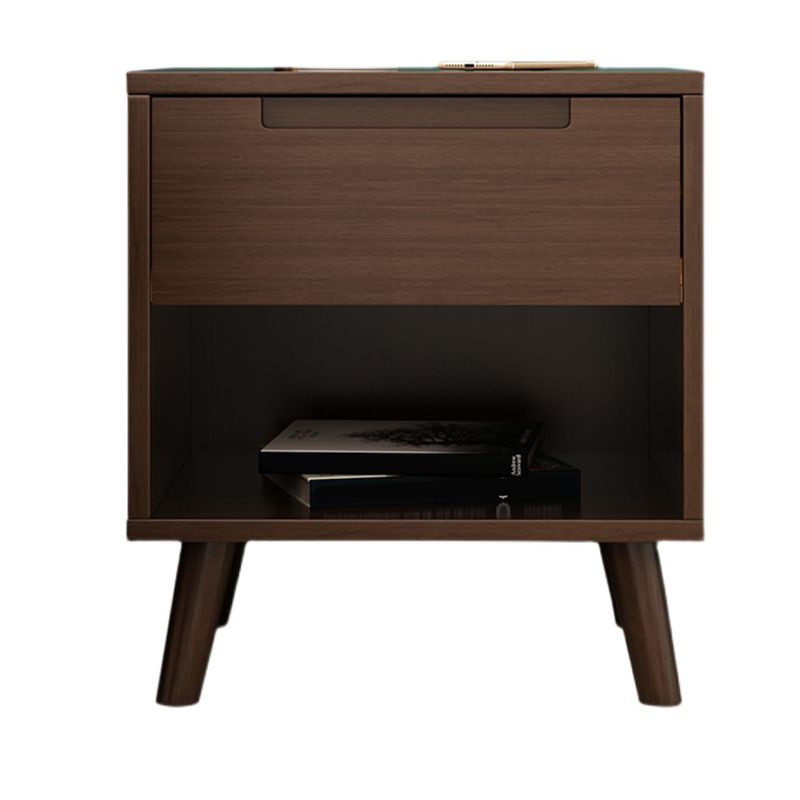 Wooden Bedside Cabinet Modern Minimalist Open Bedside Table with Legs