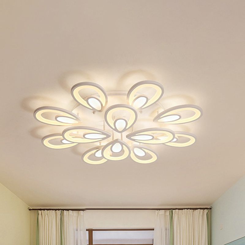 LED Petal Acrylic Flush Mount Light Contemporary 6/12/15 Lights White Ceiling Lighting Fixture in Warm/White/Natural Light