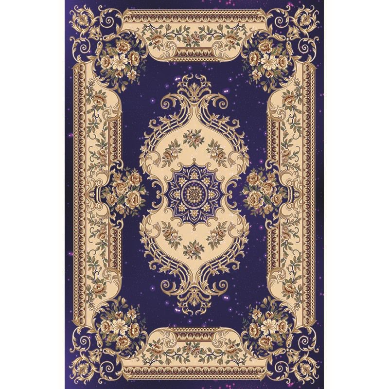 Multi-Color Vintage Rug Synthetics Geometric Area Carpet Non-Slip Backing Easy Care Indoor Rug for Parlor