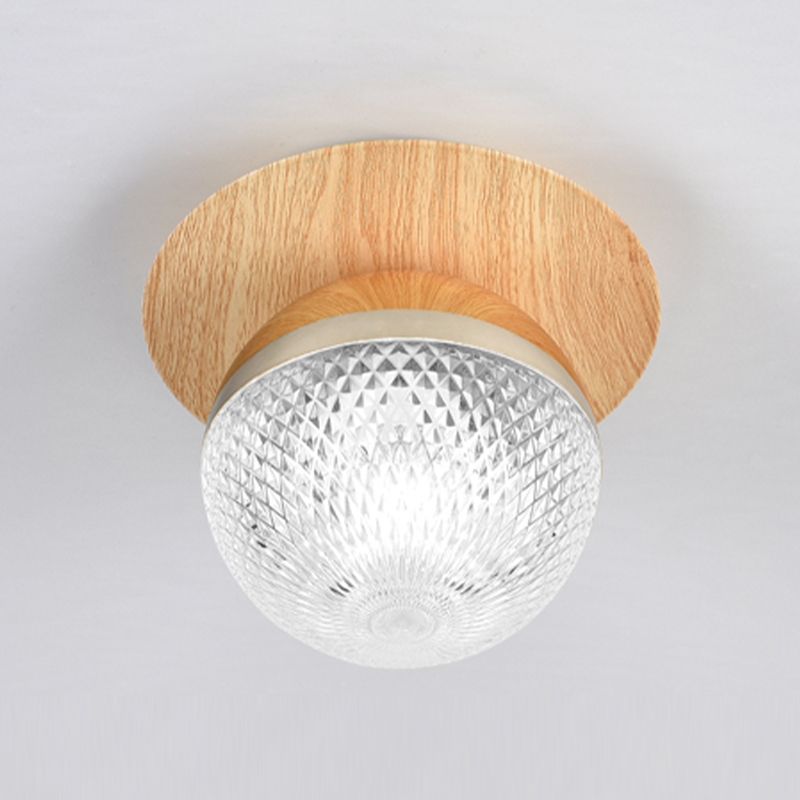 Modern Simple Ceiling Lamp Ball Shape Wood Grain Ceiling Light for Bedroom