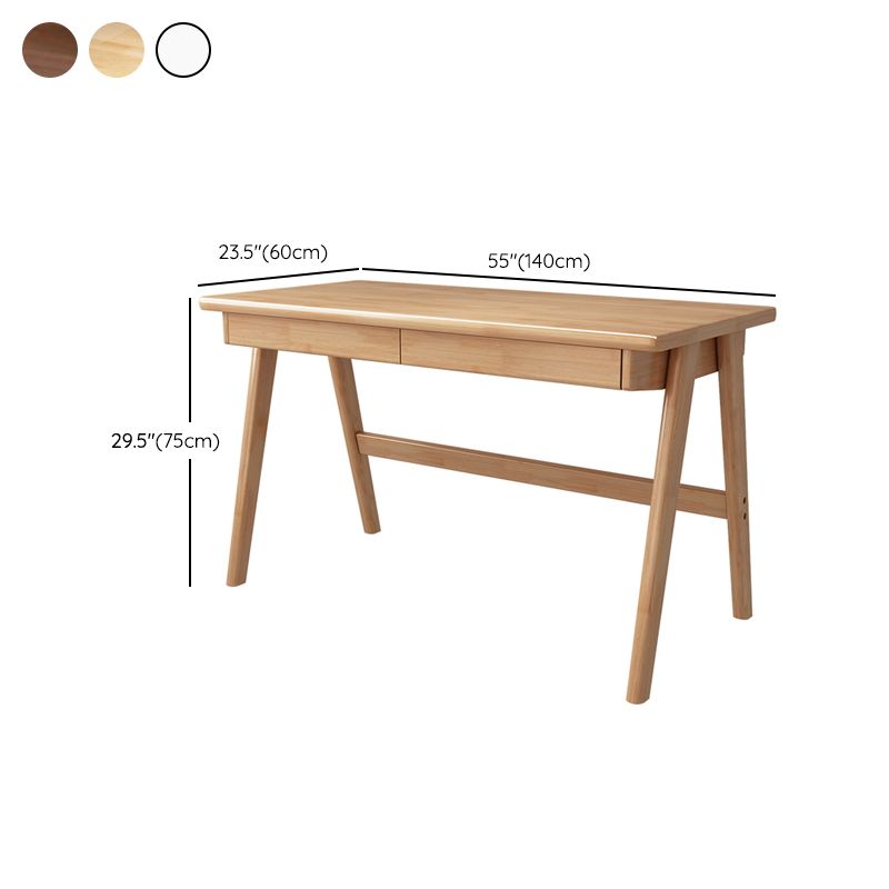 Rectangular Shaped Office Table Stone Writing Desk in Brown/Natural/White