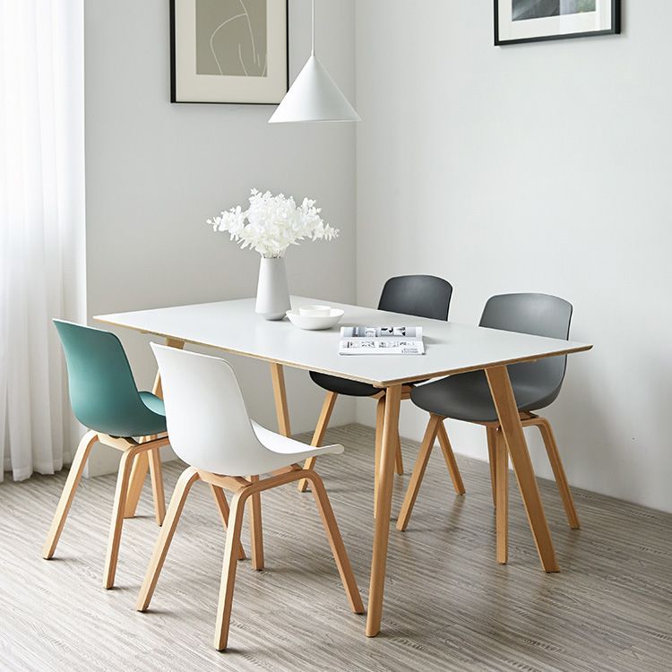 Contemporary Style Dining Room Chairs Solid Armless Chair with Wooden Legs