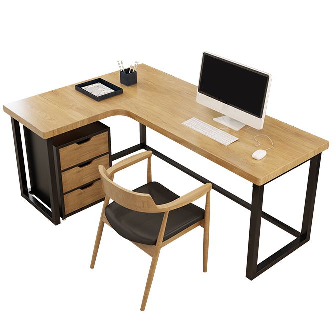 L-Shape Home Writing Desk Industrial Style Solid Wood Office Desk without Cabinet