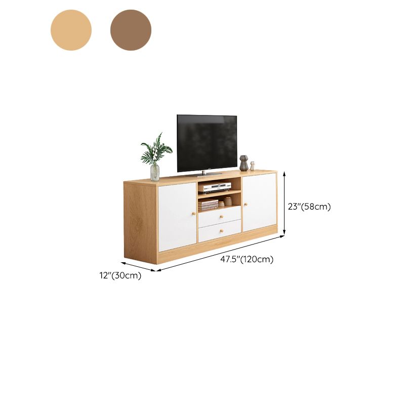 Contemporary TV Stand Engineered Wood Open Storage TV Media Console with Media Shelves