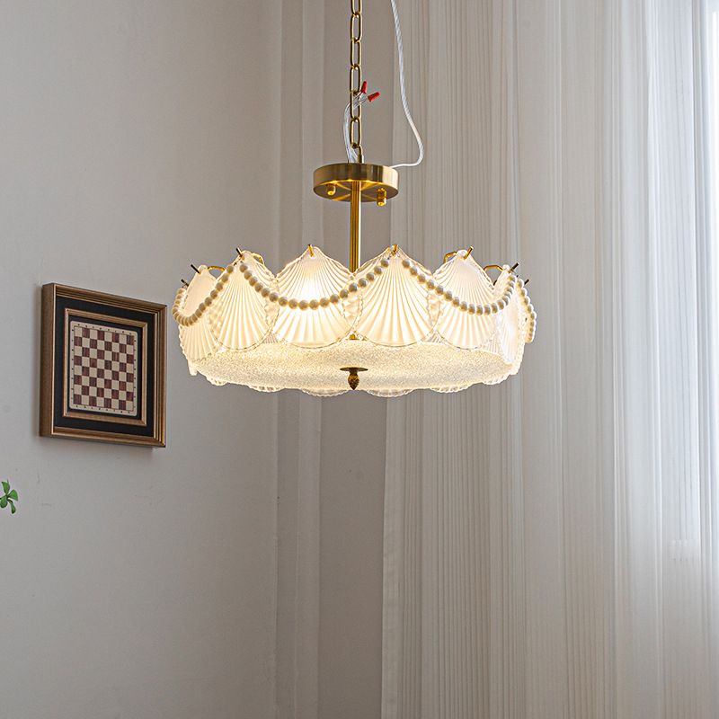 Nordic Ceiling Light Household Shell-shaped Glass Shade Flush Mount Light Fixture