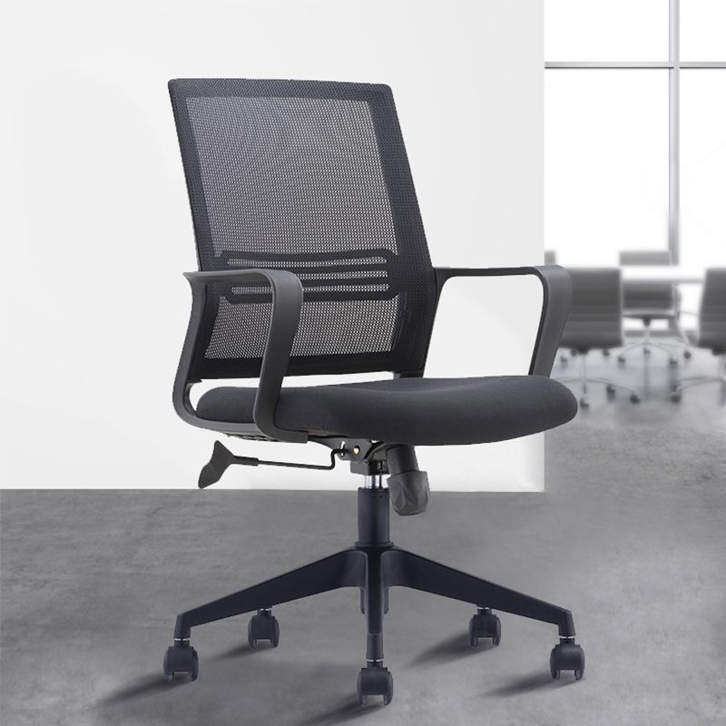 Modern Fixed Arms Slide Chair No Distressing Ergonomic Desk Chair with Wheels