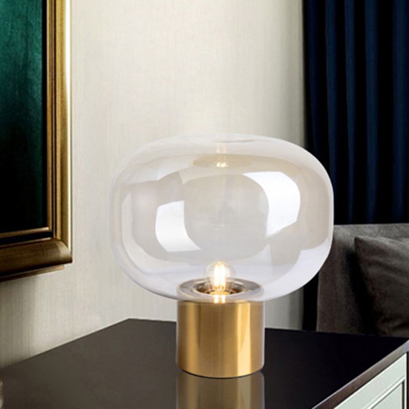 Nordic Style Mushroom-shaped Table Lamp 9.8 Inches Wide Single Bulb Glass Shade Nightstand Light in Electroplated Gold