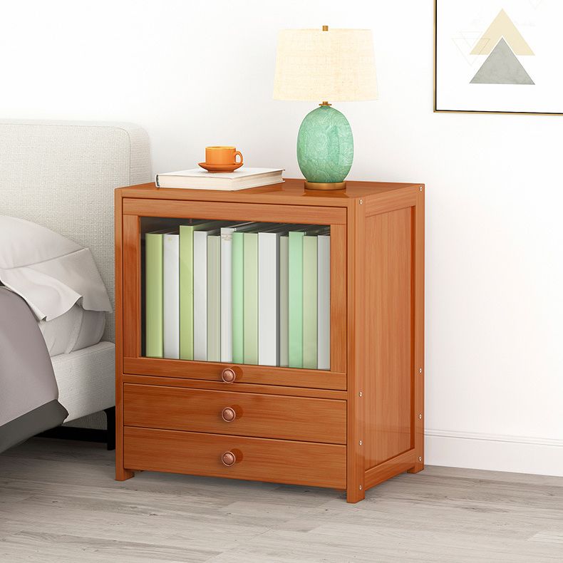 Acrylic and Wood Night Table Modern Minimalist Bedside Table with Drawers