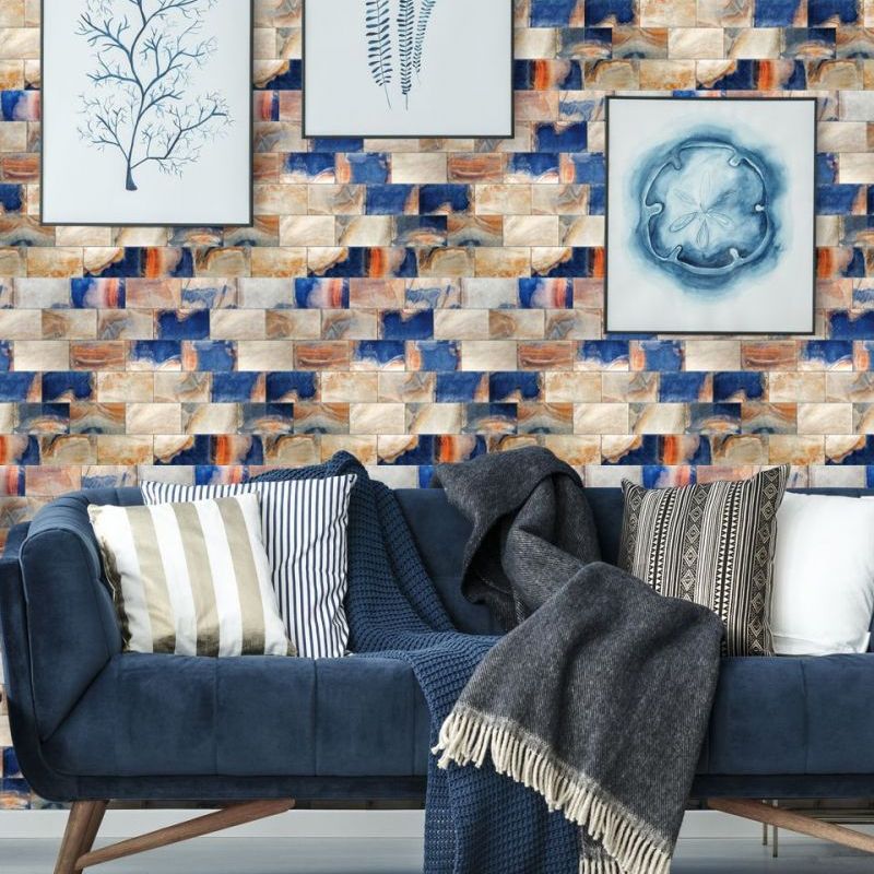 Blue-Brown Brick Wallpaper Panels Self-Adhesive Industrial Living Room Wall Decor