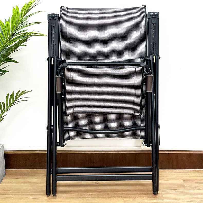 Contemporary Metal Base Recliner Chair with Arms and Position Lock Back