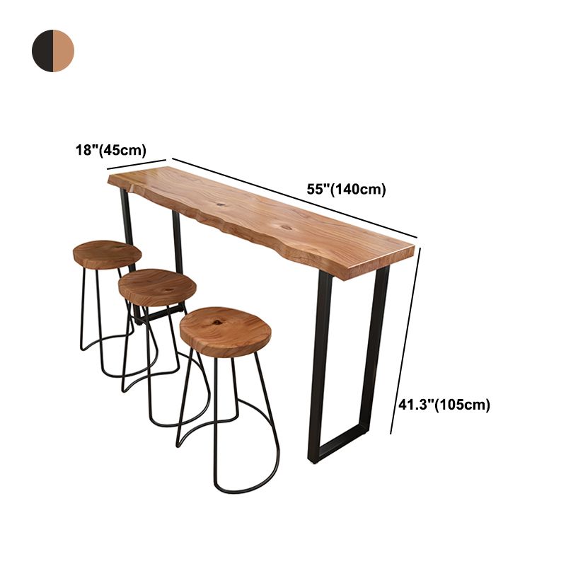 Brown Modern Style Table Solid Wood and Iron Milk Tea Shop Bar Table