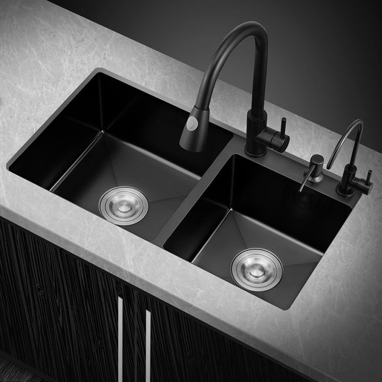 Modern Kitchen Double Basin Black Kitchen Sink with Soundproofing