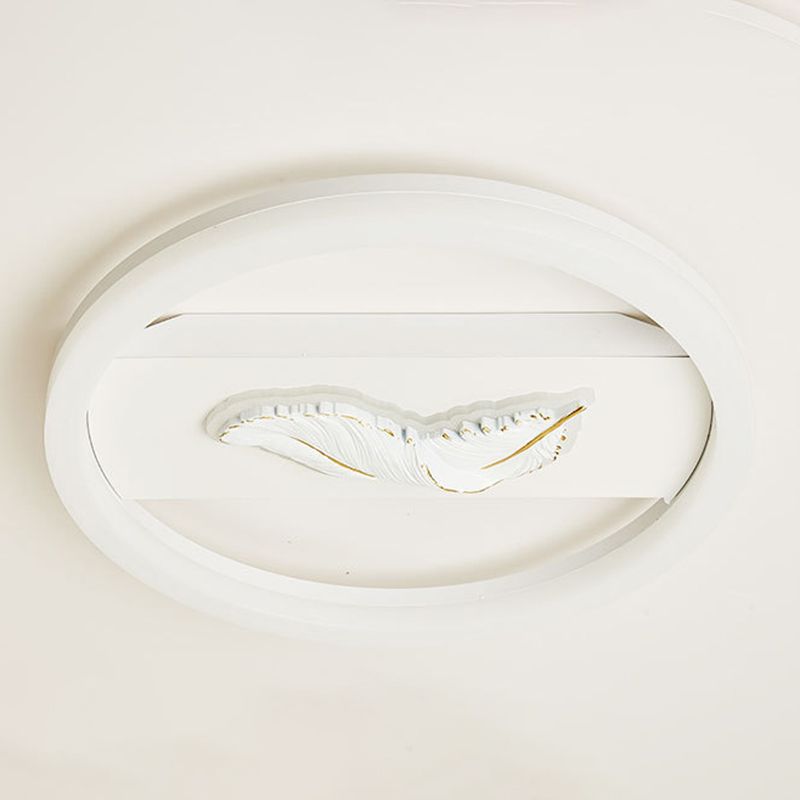 Circular Flush Mount Fixture Modern Metal Flush Light in White