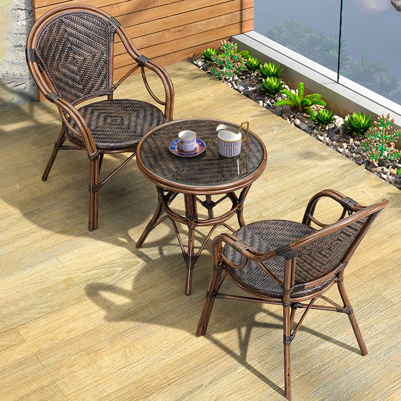 Tropical High Backrest Armed Chairs with Arm Rattan Dining Armchair