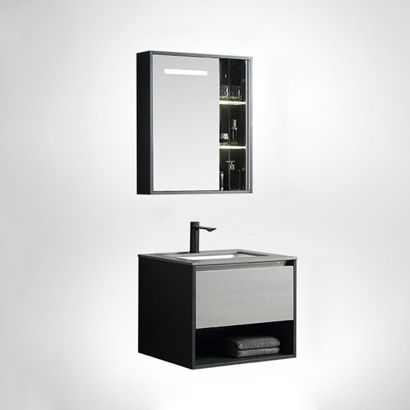 Contemporary Wooden Sink Vanity Storage Shelves Bathroom Sink Vanity