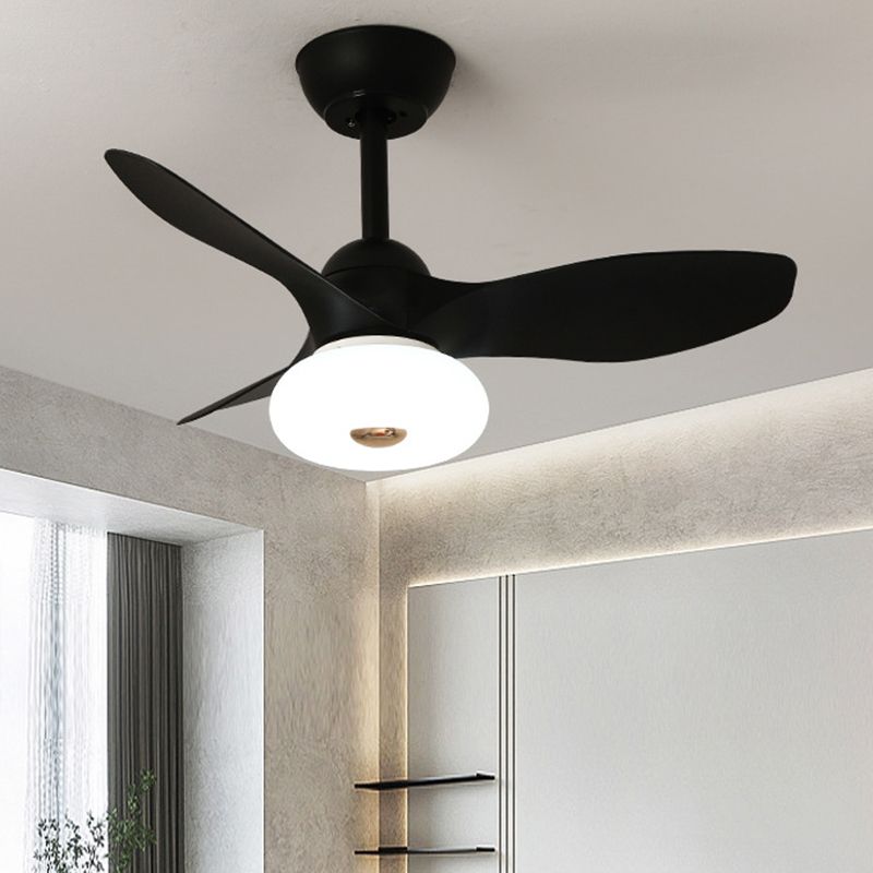 Simple LED Ceiling Fan Fixture 3 - Blades Contemporary Fan Light in Black / White / Brown