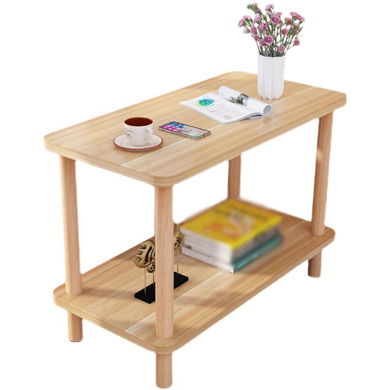 Nordic style Wood Side Table with Shelves Sofa End Table for Living Room