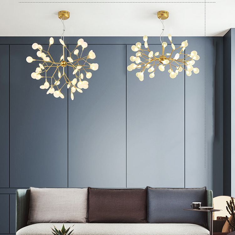 Forme de branche Chandelier Modern Fireflies Lampe Chandelier en or pour le salon