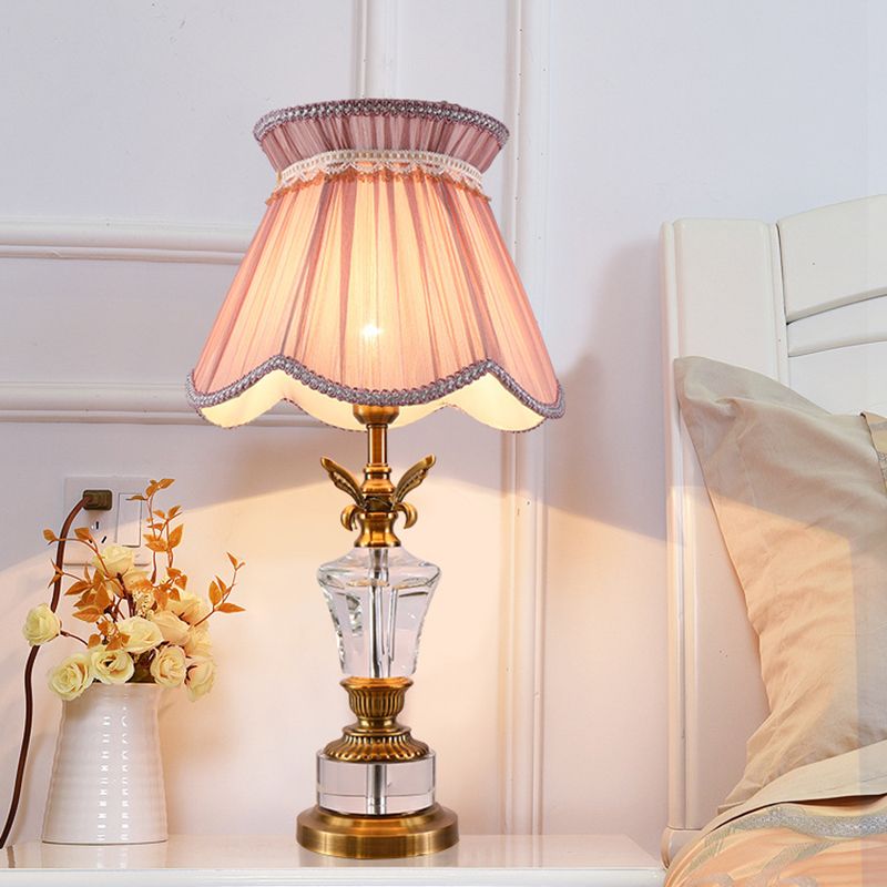 Lampada da tavolo in tessuto modernista 1 lampadina di lettura in rosa con finiture intrecciate