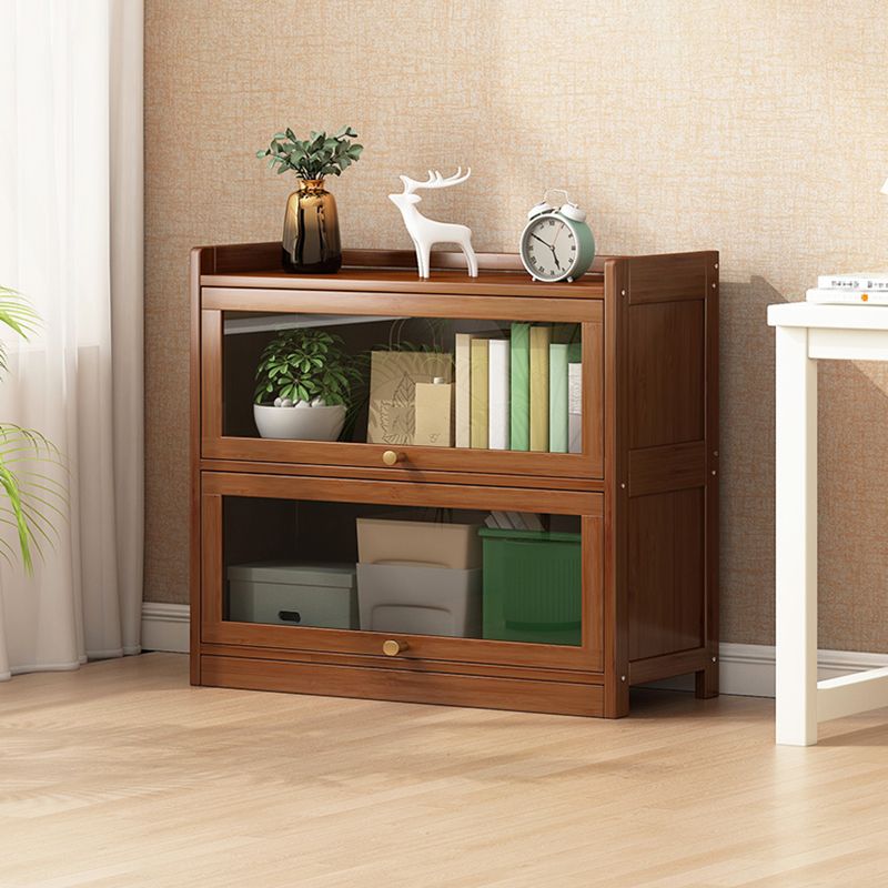 Contemporary Bamboo Bookcase Closed Back Bookshelf with Shelves for Study Room