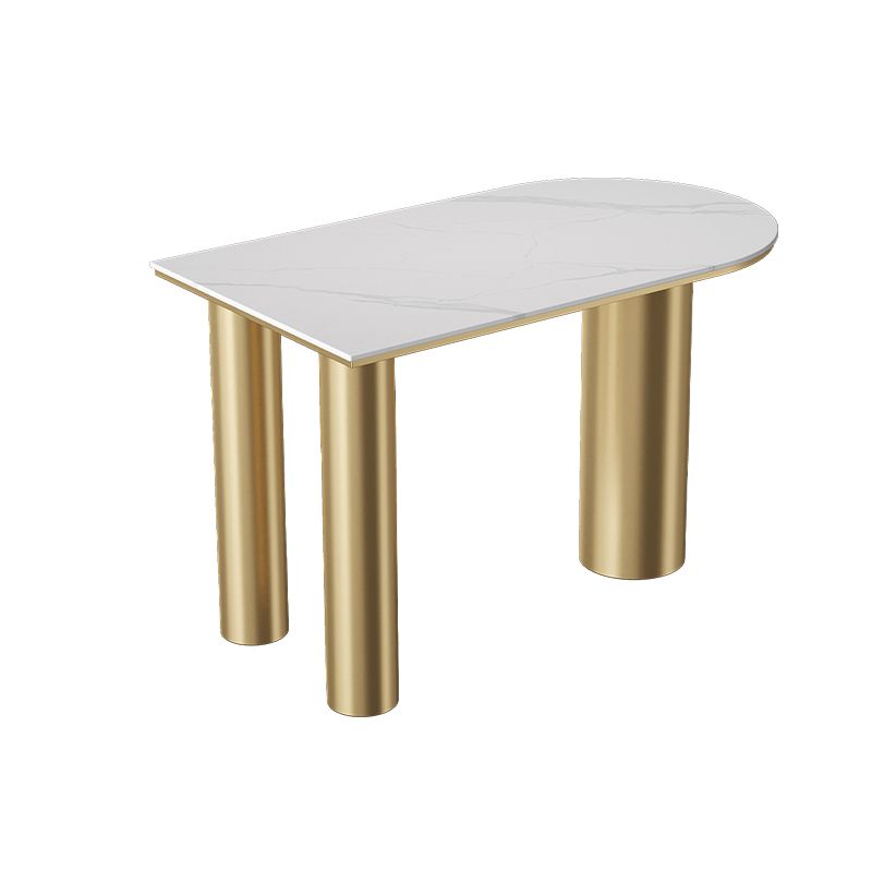 Glam Iron Bar Dining Table with White Stone Top Indoor Bistro Table