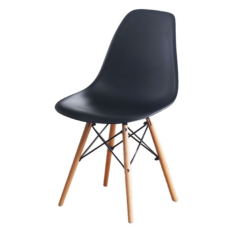 Scandinavian Wood Armless Chair Solid Back Kitchen Dining Room Chair