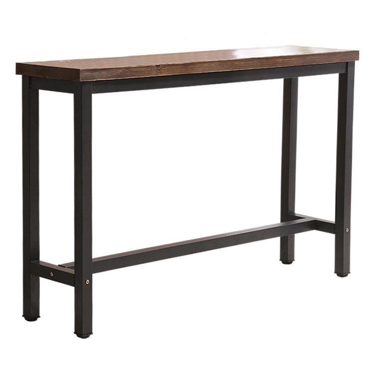 Solid Wood Bar Dining Table Industrial Rectangle Bar Table with Trestle Base in Black